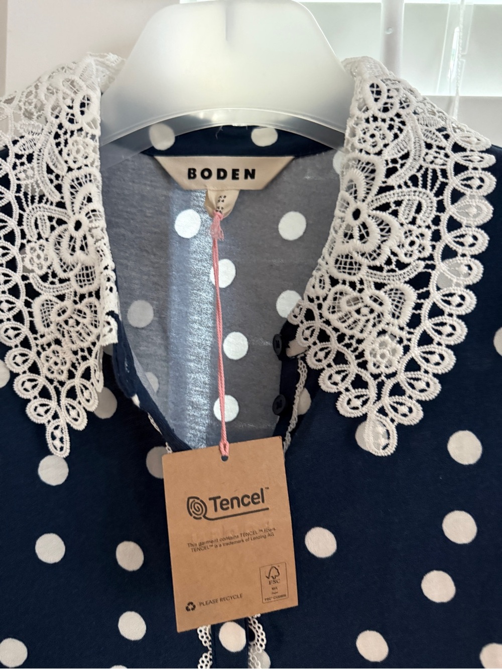 NWT BODEN NESSA BRODERIE COLLAR POLKA DOT BLOUSE US 4 - Picture 9 of 14